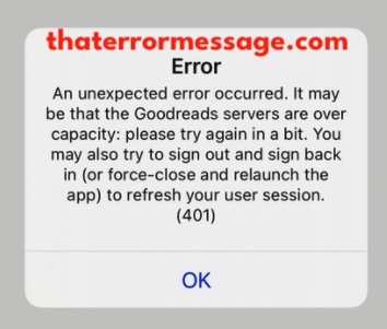 Goodreads Servers Are Over Capacity 401