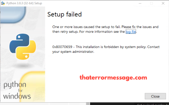 Pyhton Setup 0x80070659 System Policy