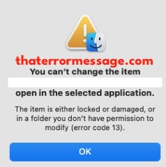 Item Is Either Locked Or Damaged Error Code 13 Macos