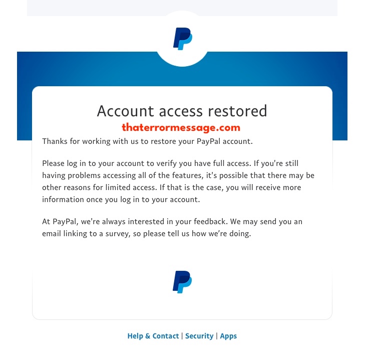 Access Restored Paypal