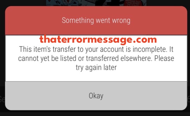 This Items Transfer To Your Account Is Incomplete Veve