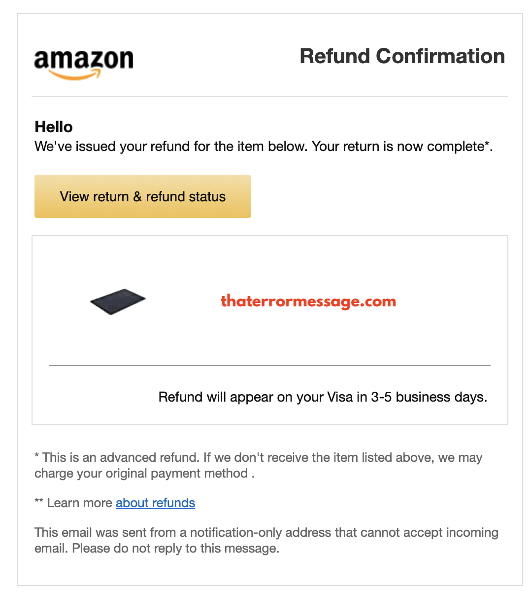 Amazon Refund Confirmation