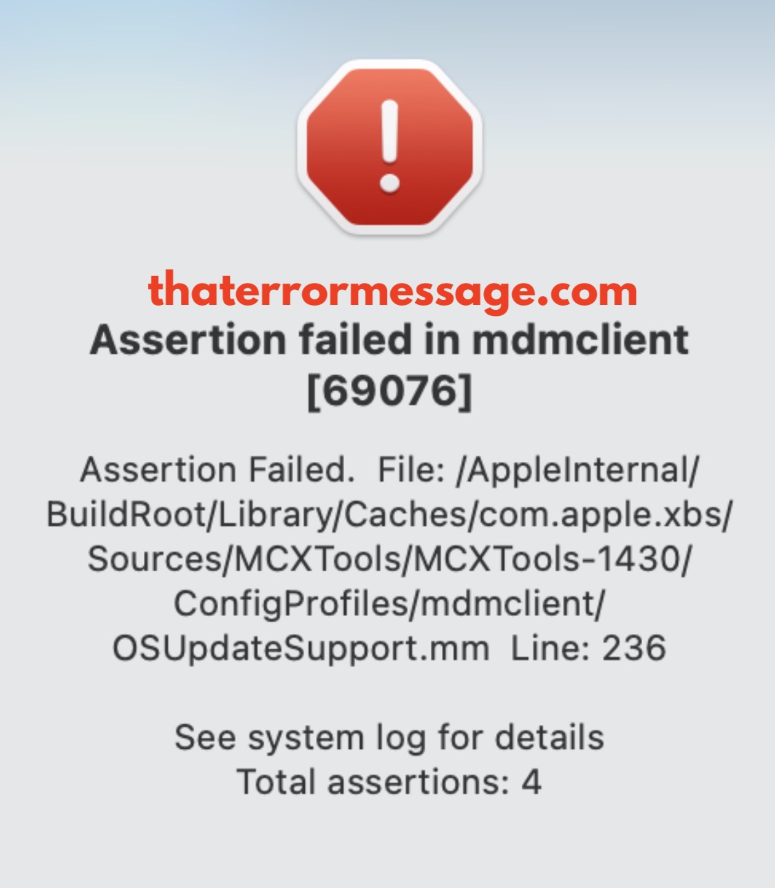 Assertion Failed Mdmclient 69076 Apple Mac