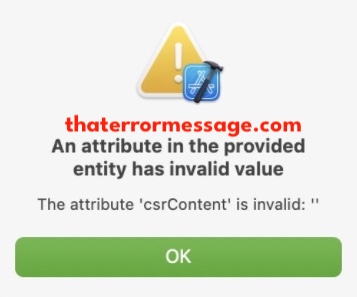 Attribute In The Provided Entity Has Invalid Value Macos