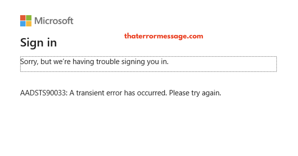 A Transient Error Has Occurred Microsoft