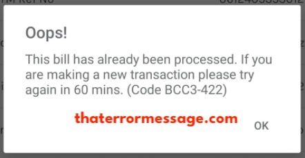 This Bill Has Already Been Processed Bcc3 422 Gcash