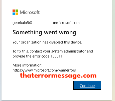Microsoft Code 135011