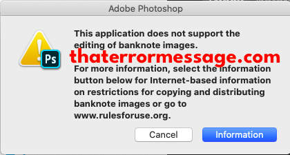 Does Not Support Editing Banknote Images Adobe Photoshop