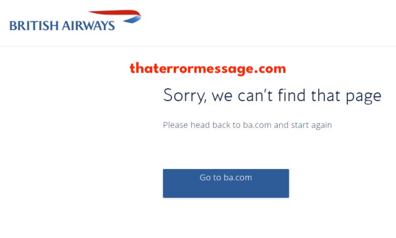 Cant Find That Page British Airways