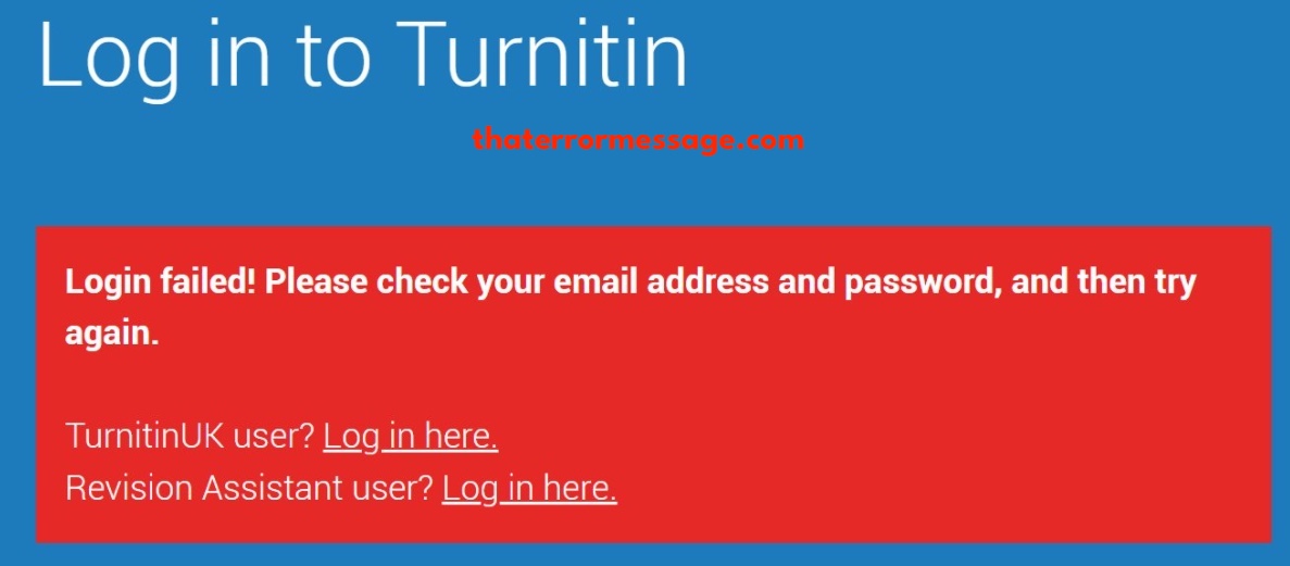Login Failed Message Turnitin