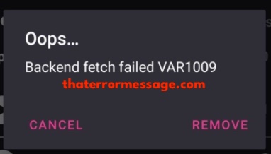 Backend Fetch Failed Var1009
