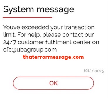 Exceeded Transaction Limit Val04015 Uba Group