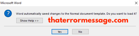Microsoft Word Automatically Saved Changes To The Normal Document Template