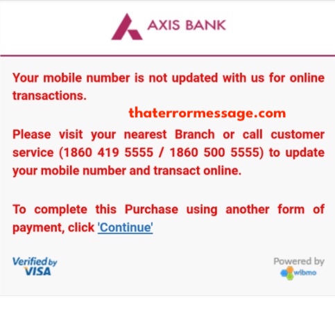 Your Mobile Number Is Not Update Axis Bank
