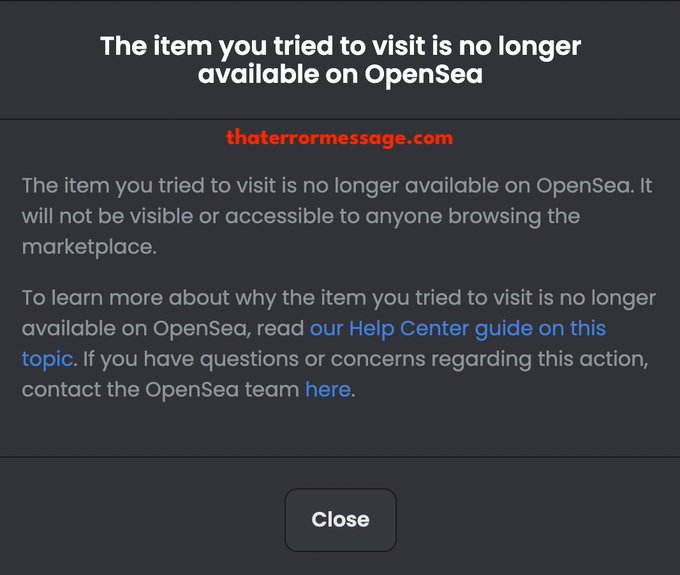 Item You Tried To Visit No Longer Available Opensea