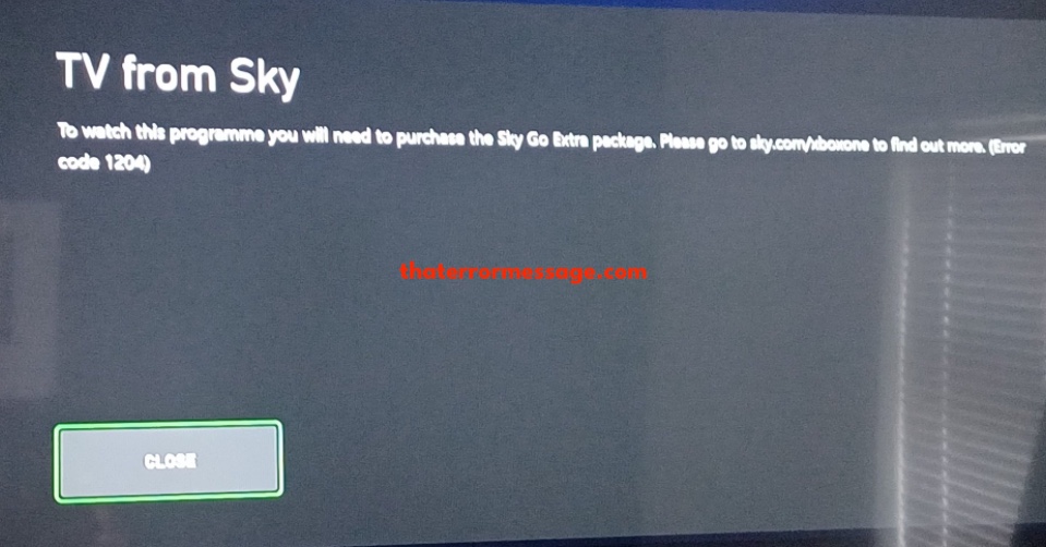 Purchase Sky Go Xtra Package 1204 Error Xbox