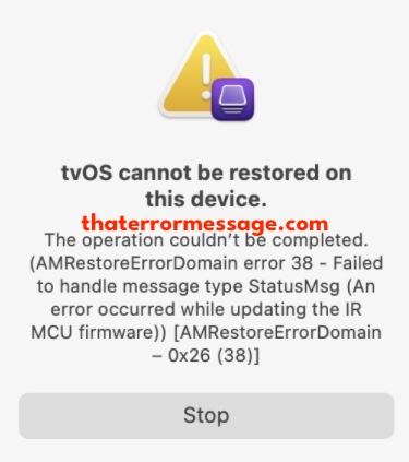 Tvos Cannot Be Restored On This Device Appletv