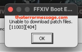 Unable To Download Patch Files 11003 404 Ffxiv