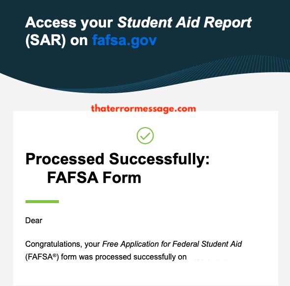Fasfa Form Processed Successfully
