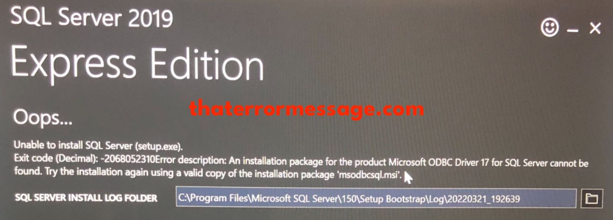  2068052310 Sql Express Error