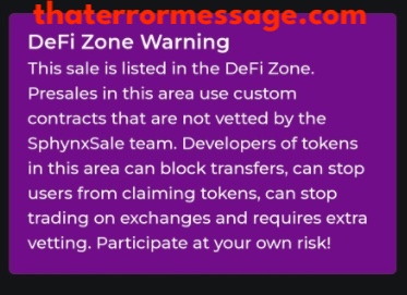 Defi Zone Warning