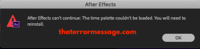 Adobe After Effects Time Palette Couldnt Be Loaded