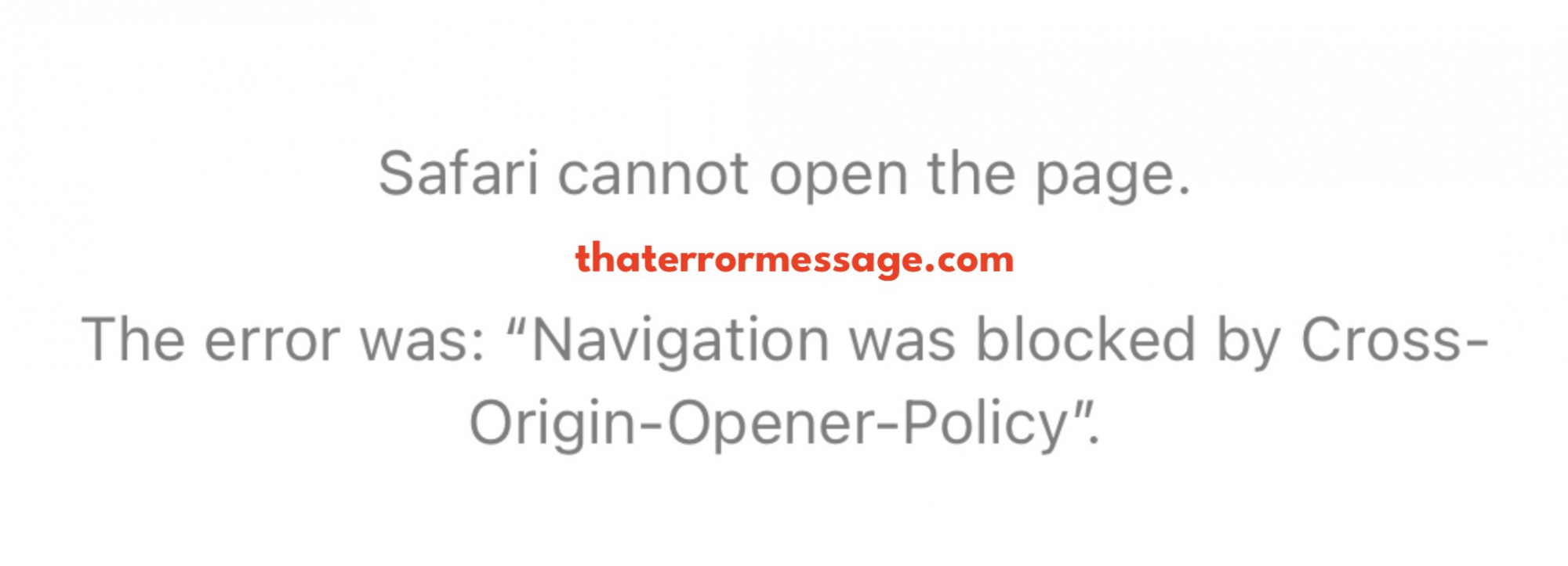 Navigation Was Blocked Cross Orgin Opener Policy Safari