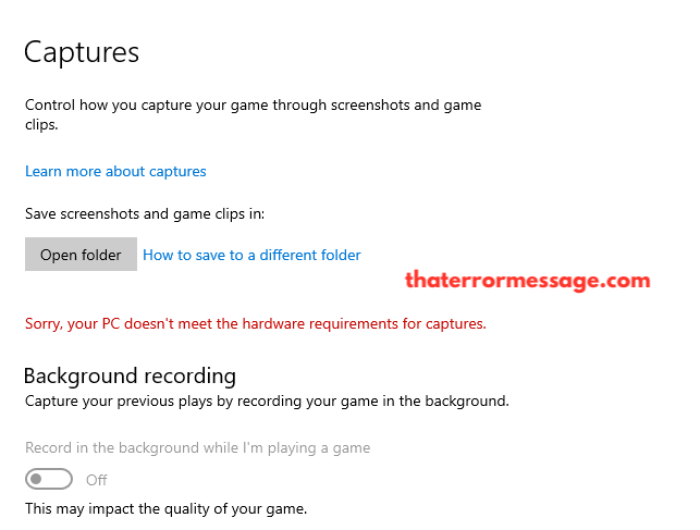 Sorry Your Pc Doesn Meet The Hardware Requirements For Captures
