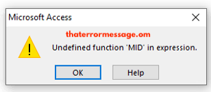 Undefined Function Mid In Expression
