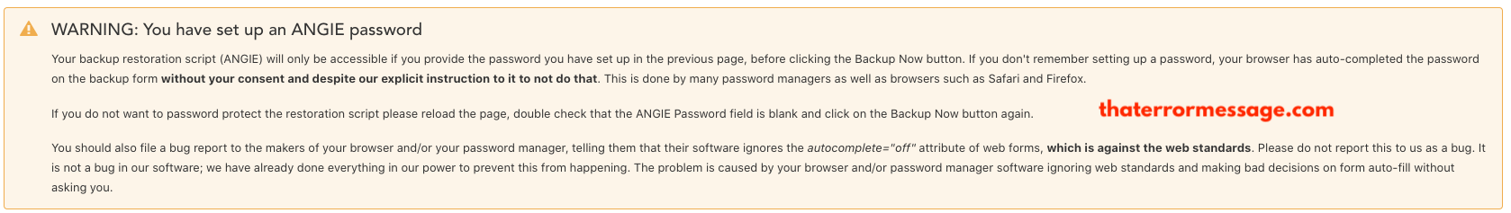 Warning You Have Set Up An Angie Password Akeeba