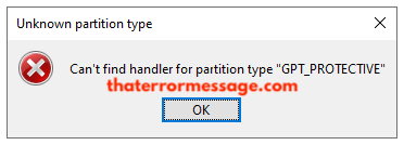 Cant Find Handler For Parition Type Gpt Protective