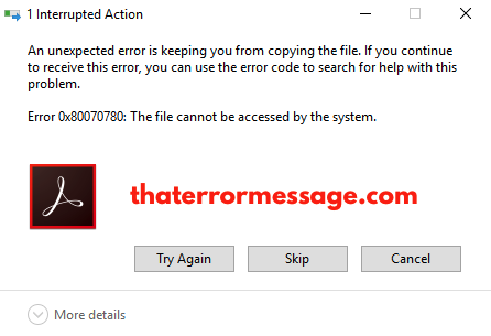 Error 0x80070780 File Cannot Be Accessed By System Sharepoint
