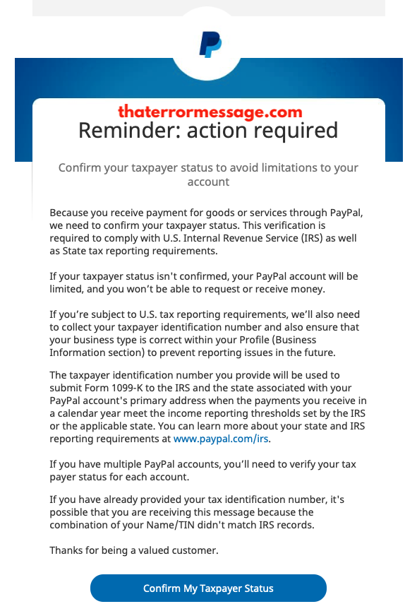 Paypal Confirm Your Taxpayer Status