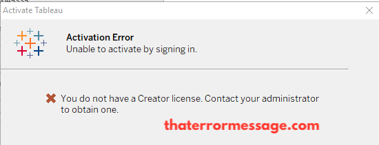 Tableau You Do Not Have A Creator License