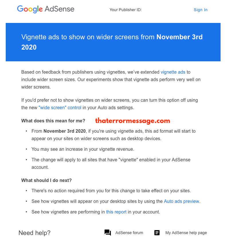 Vignette Ads Will Start Serving On Wider Screens Adsense