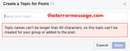 Topic Names Cant Be Longer Than 40 Characters Facebook Groups