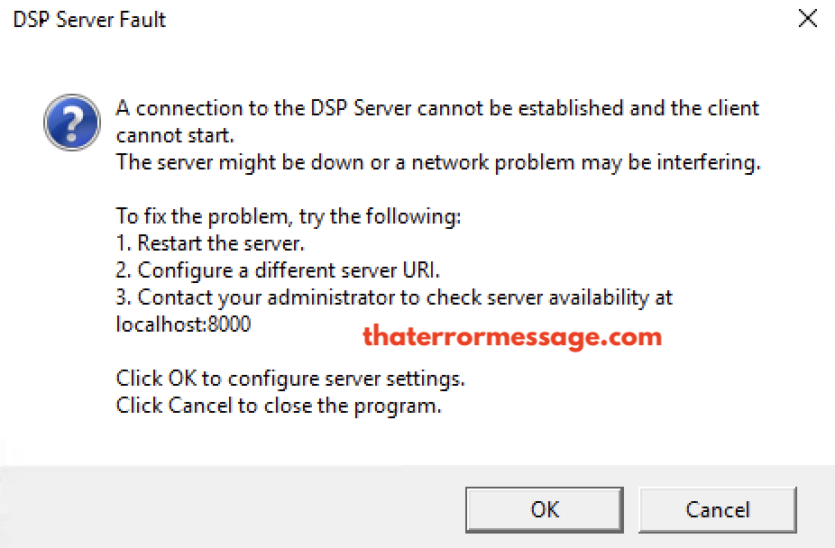 A Connection To The Dps Server Cannot Be Established