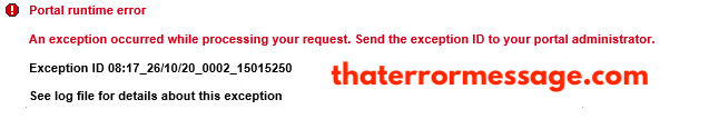 Portal Runtime Error Exception Occurred While Processing Your Request