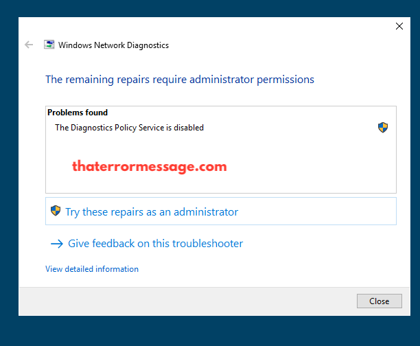 The Diagnostics Policy Service Is Disabled Network