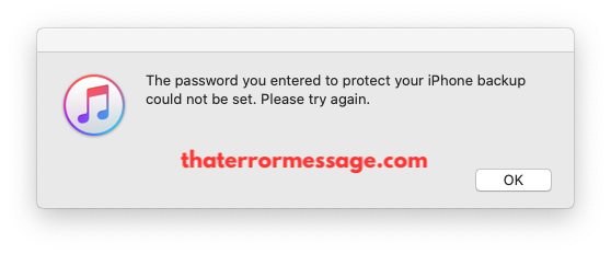 The Password You Entered To Protect Your Iphone Backup Could Not Be Set