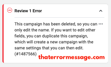 This Campaign Has Been Deleted So You Can Only Edit The Name Facebook