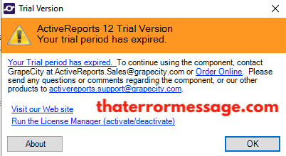 Activereports Trial Version Expired