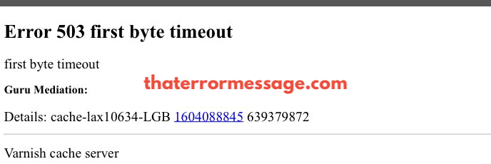Error 503 First Byte Timeout