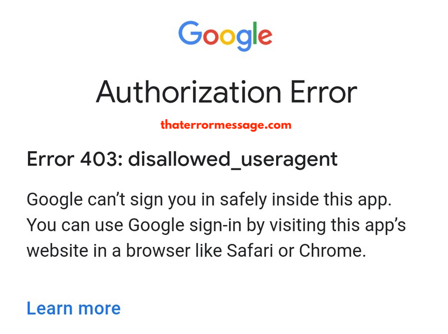 Error 403 Disallowed Useragent Google