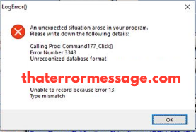 Unable To Record Because Error 13 Type Mismatch