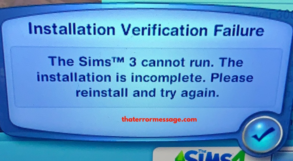 The Sims 3 Cannot Run Installation Veriification Failure