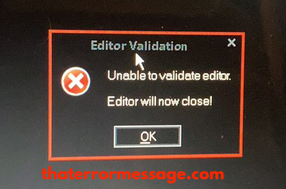 Unable To Validate Editor Editor Will Now Close