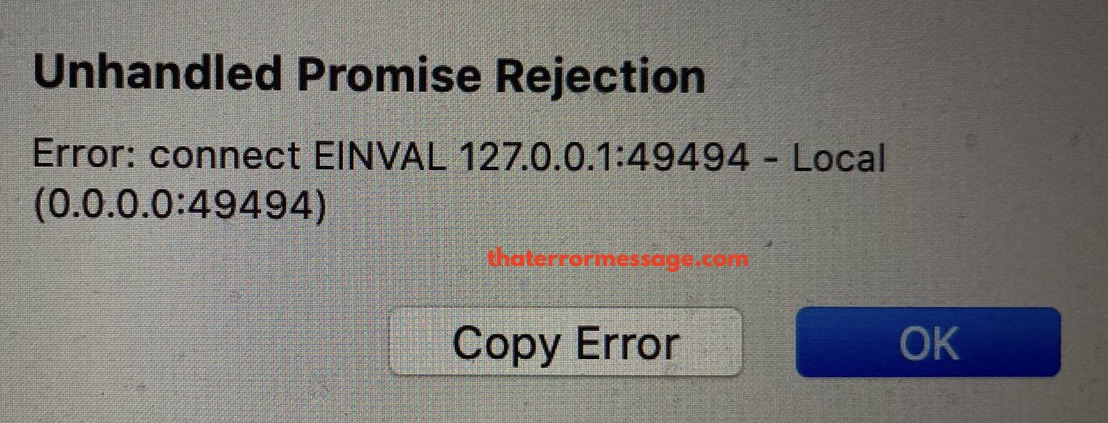 Unhandled Promise Rejection Connect Einval