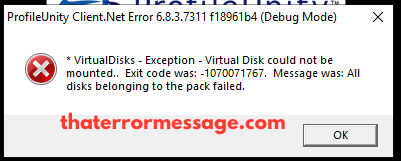 Virtualdisks Exception Mounted 1070071767 Profile Unity