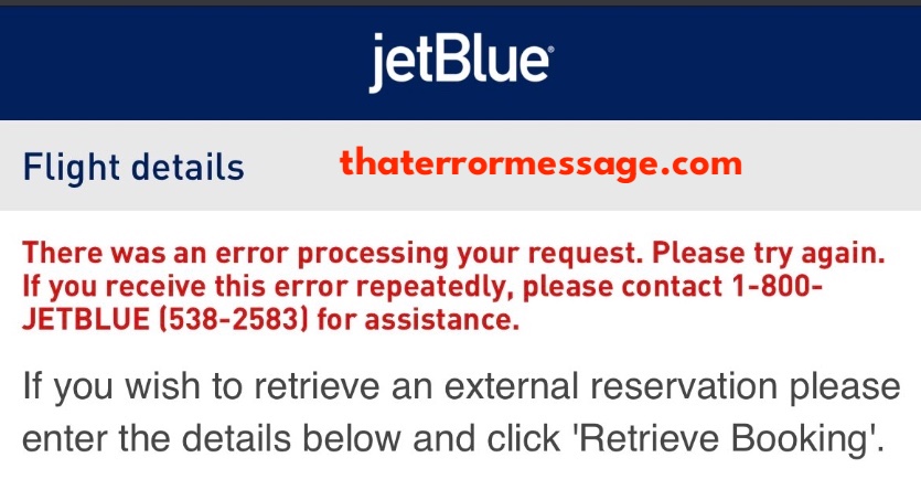 There Was An Error Processing Your Request Jetblue